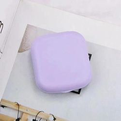 Mini Square Contact Lens Case With Mirror For Women, Colorful Travel Eye Container Lens Box For Daily Use purple