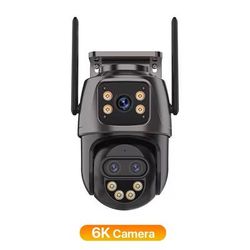 6K 9MP WiFi Outdoor PTZ Security Camera Triple Lens, Dual Screen, 8x Zoom, AI Motion Tracking uk Plug 3k Add 32g