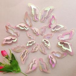12pcs Gradient Hollow 3D Butterfly Wall Sticker Wedding Living Room Window Home Decor Gold Silver Butterflies gradient