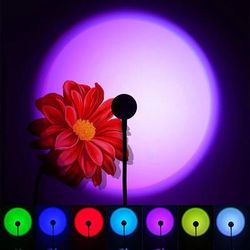 USB Sunset Projection Lamp: Rainbow Atmosphere Night Light For Photography, Selfie, Coffee Store, Live Wall Decor Sunset RGB