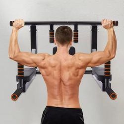 Multi Grip Wall Mount Pull Up Bar And Dip Station For Home Fitness black