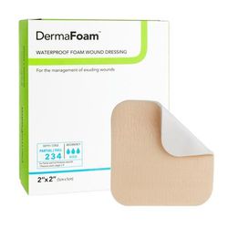 DermaFoam Foam Dressing 2 X 2 Inch Without Border Waterproof Backing Nonadhesive Square Sterile (670774_BX)