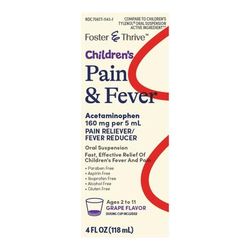Foster & Thrive Children's Pain Relief 160 mg / 5 mL Strength Acetaminophen Oral Suspension 4 oz. (1238968_EA)