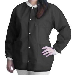 FitMe Lab Jacket Black X-Large Hip Length 3-Layer SMS Disposable (1194402_BG)