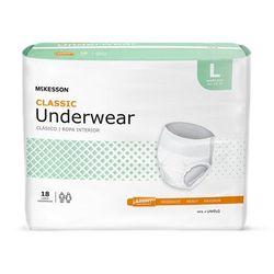 McKesson Classic Unisex Adult Absorbent Underwear Pull On with Tear Away Seams Large Disposable Light Absorbency (884176_CS)