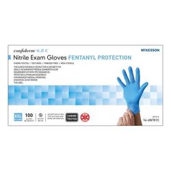 McKesson Confiderm 6.8C Exam Glove 2X-Large NonSterile Nitrile Standard Cuff Length Fully Textured Blue Chemo Tested / Fentanyl Tested (1251332_BX)