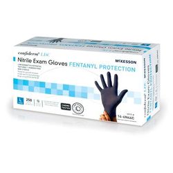 McKesson Confiderm LDC Exam Glove Large NonSterile Nitrile Standard Cuff Length Fully Textured Blue Chemo Tested / Fentanyl Tested (1159331_CS)
