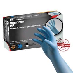 NitriDerm EP Exam Glove Large NonSterile Nitrile Extended Cuff Length Fully Textured Blue Chemo Tested / Fentanyl Tested (812547_BX)