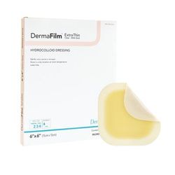 DermaFilm Thin Hydrocolloid Dressing Film Backing 6 X 6 Inch Square Hydrocolloid / Film (861133_BX)