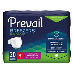 Prevail Breezers Unisex Adult Incontinence Brief Medium Disposable Heavy Absorbency (1234416_PK)