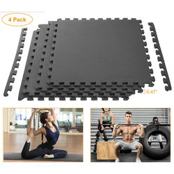 Gray Interlocking Puzzle Tiles Gym Exercise Mat, Durable EVA Foam Floor Padding For Home Fitness, Playrooms & Garage Use Gray Interlocking Puzzle Tiles Gym Exercise Mat, Durable EVA Foam Floor Padding For Home Fitness, Playrooms & Garage Use