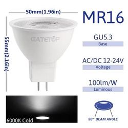 MR16 LED Spotlight Bulb With GU5.3 Base (Per Piece, 3W To 8W) 38degree 6000k 7w