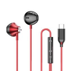 HiFi USB C Wired Earbuds With Mic In Ear Stereo Headphones For Samsung Galaxy S24 S23 S22 Ultra red Type C