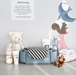Baby Stroller Organizer Bag Stylish & Functional Striped Blue