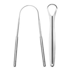Reusable Stainless Steel Tongue Scraper For Oral Hygiene And Fresh Breath silver 2pc