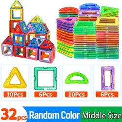 Magnetic Building Blocks, Medium Size STEM Toys For Kids, Educational Magnet Construction Set For Creative Learning 32 pcs