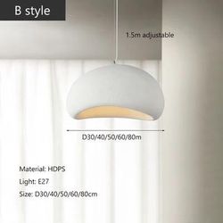 Nordic Wabi Sabi Pendant Light Minimalist E27 LED Hanging Lamp For Dining Room, Bedroom & Loft Interiors white B d30cm white Light