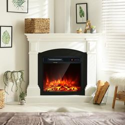 18 Inch 1500W Electric Fireplace, Freestanding & Recessed Heater With Remote, Timer, And Adjustable Flame 18 Inch 1500W Electric Fireplace, Freestanding & Recessed Heater With Remote, Timer, And Adjustable Flame