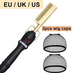 Electric Heating Curling Comb For Dry And Wet Hair With Straightening And Styling Function 3pcs Gold us
