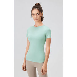 Quick Dry Yoga Workout Shirt Fitted Sports Tee For Womens Running And Gym Training l green