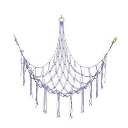 Boho Toy Hammock Hanging Mesh Storage Net With Tassels Triangular Wall Organizer purple