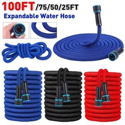 Expandable Garden Water Hose With Spray Nozzle For Irrigation And Car Washing 50 Ft red