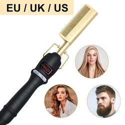 Electric Heating Curling Comb For Dry And Wet Hair With Straightening And Styling Function 1pc Gold us
