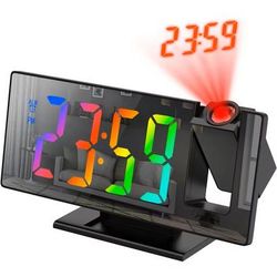 180 Degree LED Projection Alarm Clock With Time And Temperature Display multi Color
