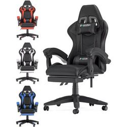 Ergonomic Gaming Chair With Footrest, Lumbar Support & Adjustable Height black