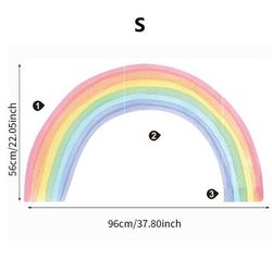 Large Rainbow Pastel Wall Stickers Mural, Nursery Kids Room Wall Decals, Baby Shower Playroom Decorations, Baby Boy Girl rnw02 s as Picture Shows