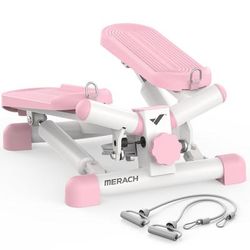 Mini Exercise Stepper With Resistance Bands,330lb Capacity Twist Stepper For Home Cardio,Full Body Workout & Fat Burning pink