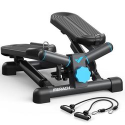 Mini Exercise Stepper With Resistance Bands,330lb Capacity Twist Stepper For Home Cardio,Full Body Workout & Fat Burning black