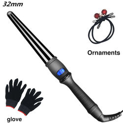 Conical Ceramic Curling Wand With LCD Display uk Plug 32mm