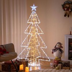 5 Feet Animated Christmas Tree With Warm & Cold LED Lights, Indoor Outdoor Decor 5 Feet Animated Christmas Tree With Warm & Cold LED Lights, Indoor Outdoor Decor