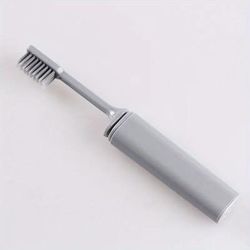 Folding Charcoal Travel Toothbrush, Compact, Portable, & Hygienic Toothbrush Ideal For Camping, Hiking & On the Go Oral gray