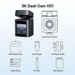 Baseus VD1 3K Dash Cam With GPS Front And Rear Car Camera With Supercapacitor & 24H Parking Surveillance front 32g