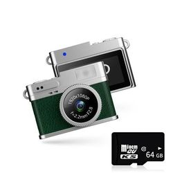 Xiaomi 1080P HD Mini Thumb Camera Screen Portable Student Sports Video Camera, Compact Campus & Travel Necklace peacock Green 64gb