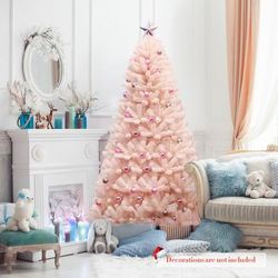 6 7 Feet Artificial Christmas Tree, Hinged Full Fir Tree With Realistic Branches 6 7 Feet Artificial Christmas Tree, Hinged Full Fir Tree With Realistic Branches