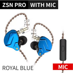 KZ ZSN PRO Hybrid In Ear Earphones royal Blue Mic