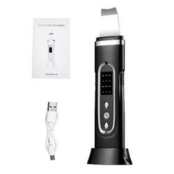 Ultrasonic Skin Scrubber Facial Cleansing Device b black No Box