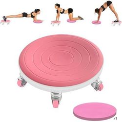 6 Wheel Ab Roller With Knee Pad For Core Strength & Stability Training pink