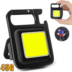 Mini Flashlight Keychain USB Rechargeable COB Work Light With 90 Foldable Side Lights, Super Bright Portable Lantern normal 200mah