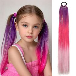 SparklePop Tinsel Ponytail Extension Colorful Braiding Hair Tie For Girls p c25 24 Inches