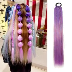 SparklePop Tinsel Ponytail Extension Colorful Braiding Hair Tie For Girls p b47 24 Inches
