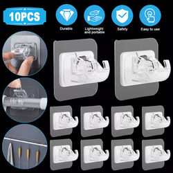 Nail Free Self Adhesive Adjustable Curtain Rod Clip Bracket, Transparent Holder Hook For Bathroom, Bedroom, Office, Home Nail Free Self Adhesive Adjustable Curtain Rod Clip Bracket, Transparent Holder Hook For Bathroom, Bedroom, Office, Home