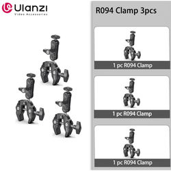 Ulanzi R094 Metal Super Clamp With Double Ball Head Arm For Camera Monitor And Mic Mount 3pcs R094
