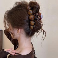 Retro Gradient Beaded Hair Claw Clip, 11cm Geometric Hair Clip For Women, 90s Y2K Fashion Hair Accessory 01