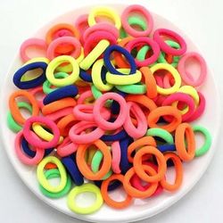 Colorful Nylon Hair Bands For Women & Girls, Soft Elastic Ponytail Holders, Small Hair Ties & Scrunchie Accessories bright Colors