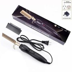 2 In 1 Electric Heated Straightening Comb For Hair And Beard Portable Anti Scald Travel Tool with Box au