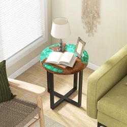 Solid Teak Wood Outdoor End Table,Epoxy Resin Tabletop,Cross Leg Design,Weather Resistant For Poolside,Porch &Indoor Use Solid Teak Wood Outdoor End Table,Epoxy Resin Tabletop,Cross Leg Design,Weather Resistant For Poolside,Porch &Indoor Use